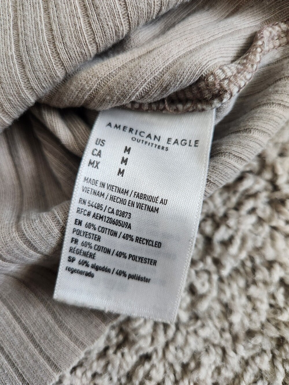 American Eagle Ribbed Notch Tank Tops Size Medium In Taupe - Picture 5 of 7